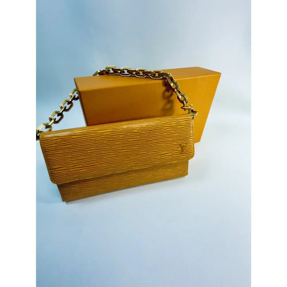 Louis Vuitton Epi Leather Sarah Long Wallet Yellow Bifold Envelope Box VGC